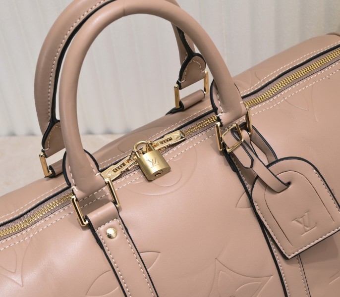 LV Monogram Empreinte Keepall Bandouliere 45 In Tourterelle Gray