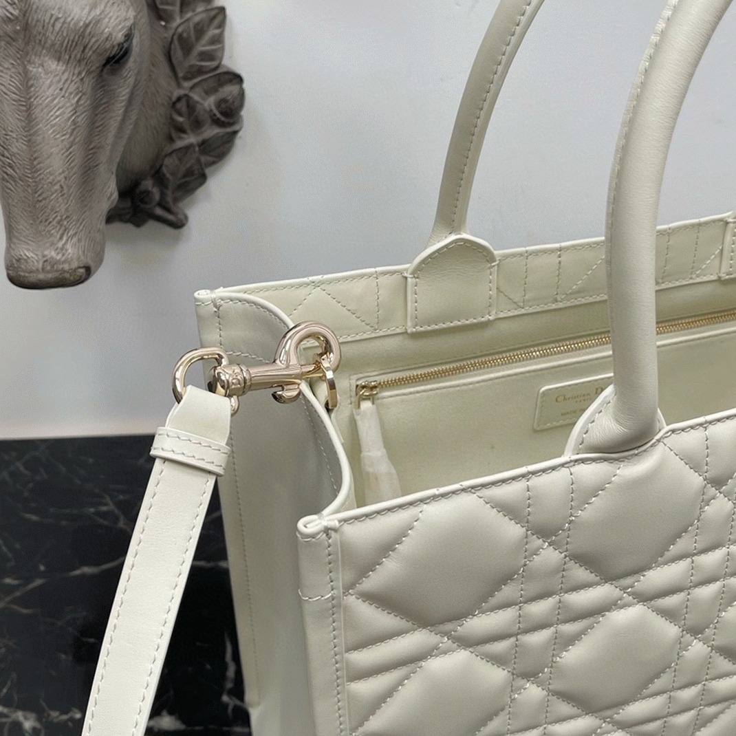 Dior Medium Book Tote Bag Knockoff with Strap in White