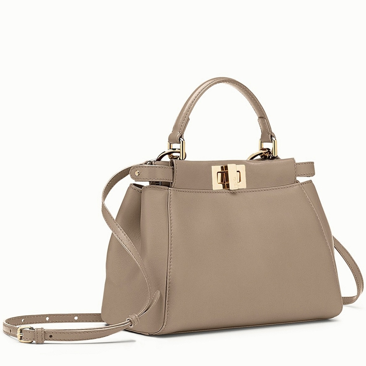 Top Quality Fake Fendi Peekaboo Mini Bag In Dove Grey Nappa Leather