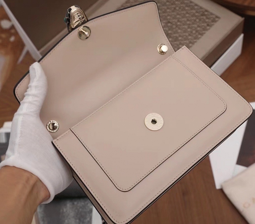Replica Bvlgari Serpenti Forever Small Cross-body Bag Beige Calfskin
