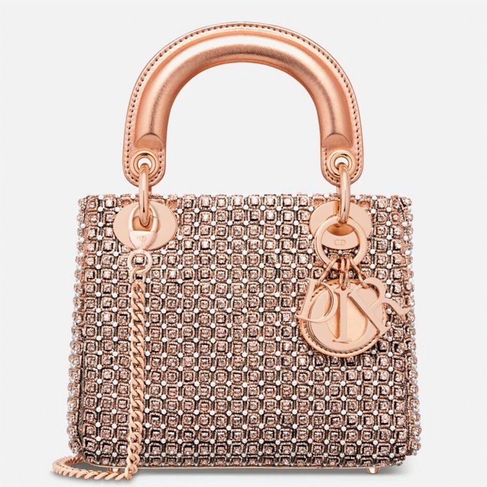 Dior Lady Dior Mini Chain Bag Replica in Square with Strass and Beads