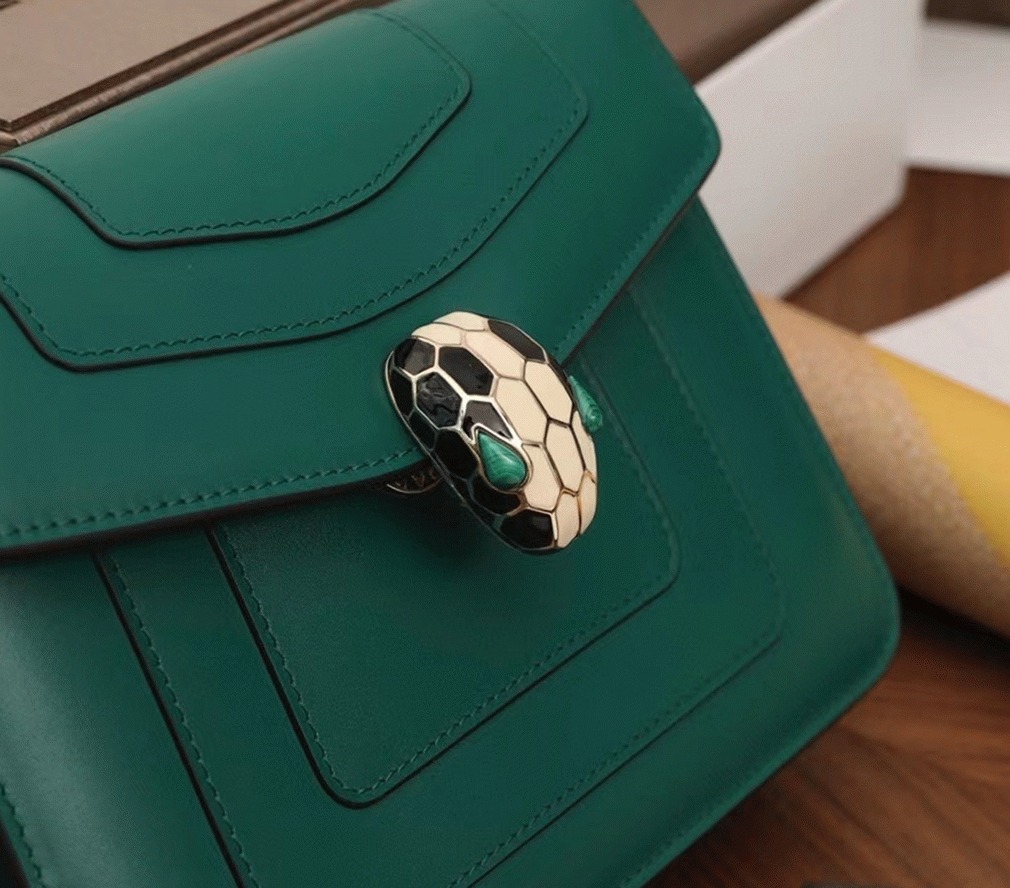 Fake Bvlgari Serpenti Forever Small Crossbody Bag Green Leather