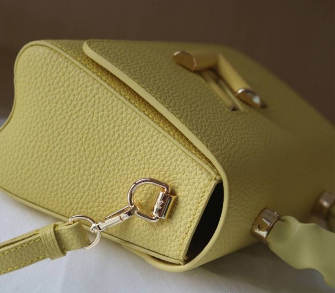 Louis Vuitton Taurillon Leather Twist MM Scrunchie Handle In Ginger Yellow