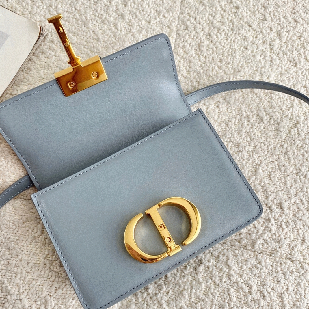 Dior 30 Montaigne Micro Bag Knockoff in Grey Box Calfskin