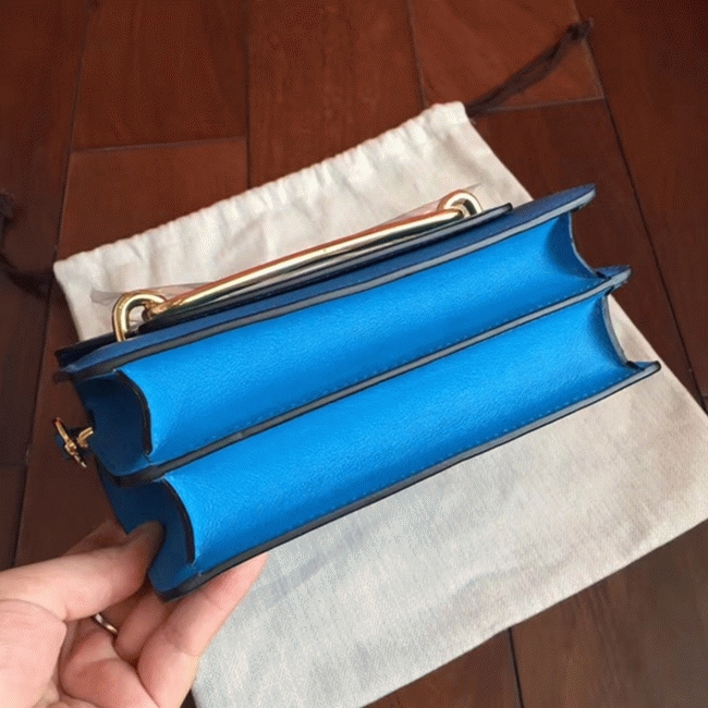 Blue hydra luxury replica Hermes Mini Sac Roulis handbag