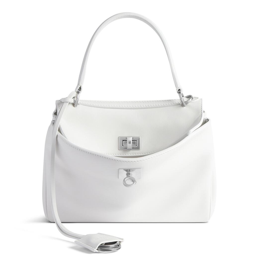 Balenciaga White Rodeo Crocodile Embossed Calfskin Replica Large Bag