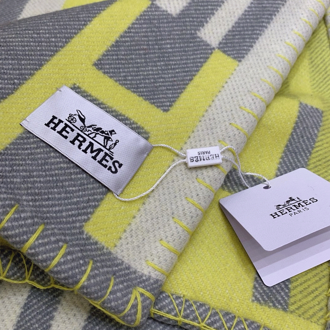 Top replica Hermes Ithaque blanket in tilleul wool and cashmere