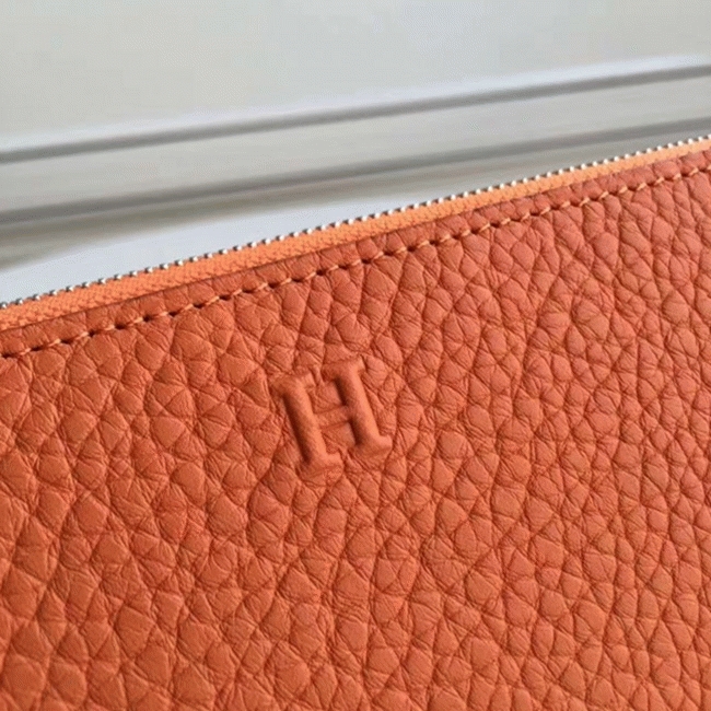 Orange 1:1 Replica Hermes Wallet Azap Zipped