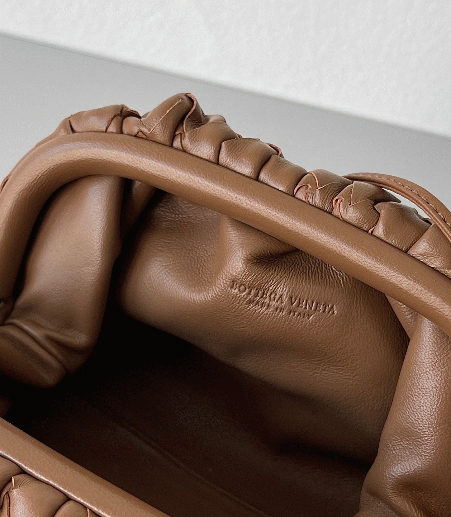 Replica Bottega Veneta Mini Pouch with Strap Caramel