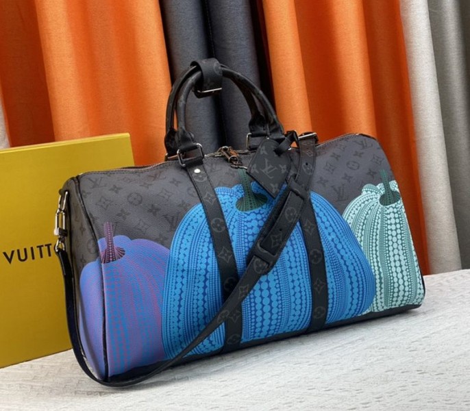 Louis Vuitton X YK Monogram Eclipse Reverse Keepall 45 Luggage In Pumpkin