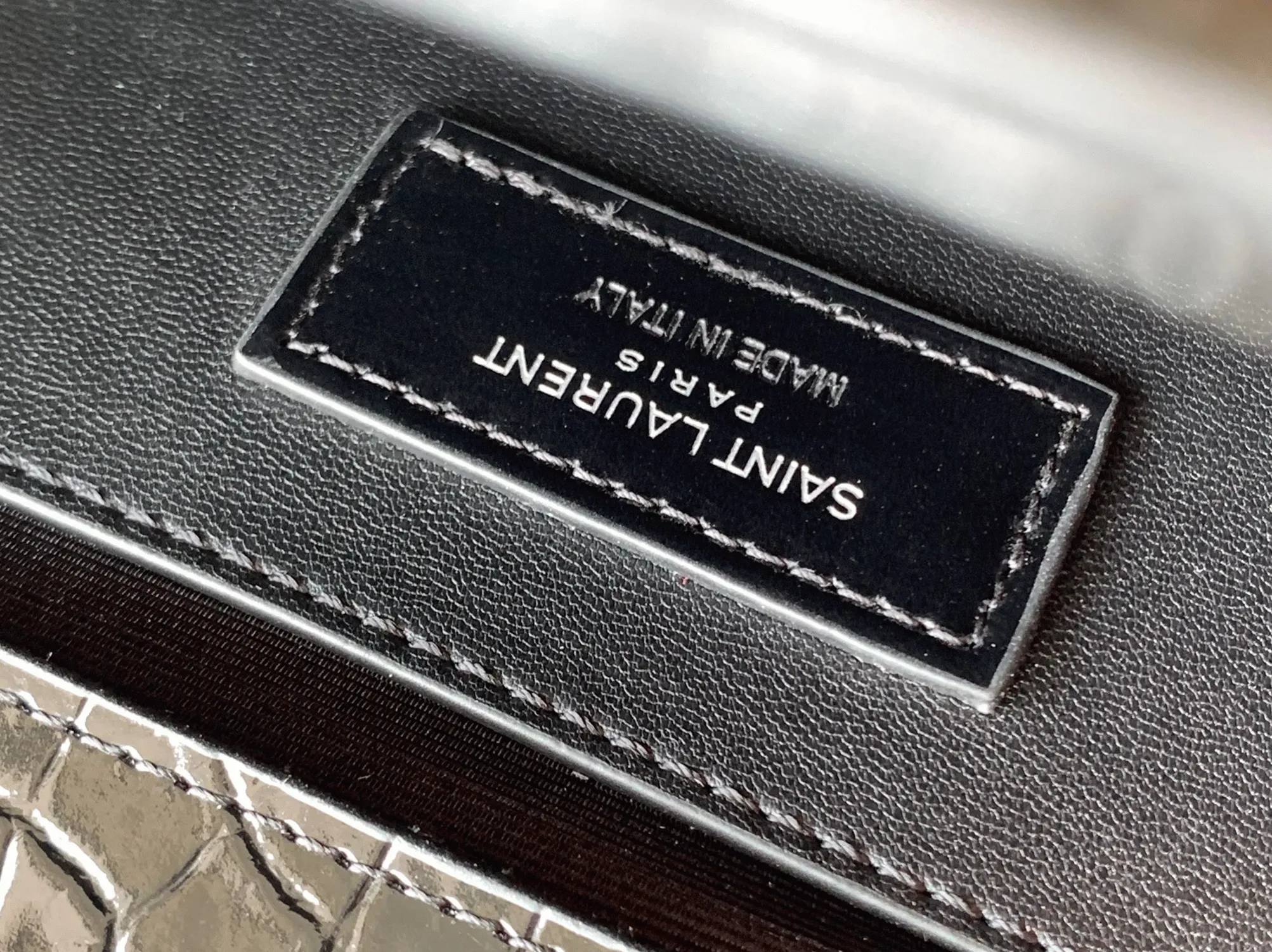 Fake Saint Laurent Kate Small Tassel Bag Noir Crocodile-embossed Leather