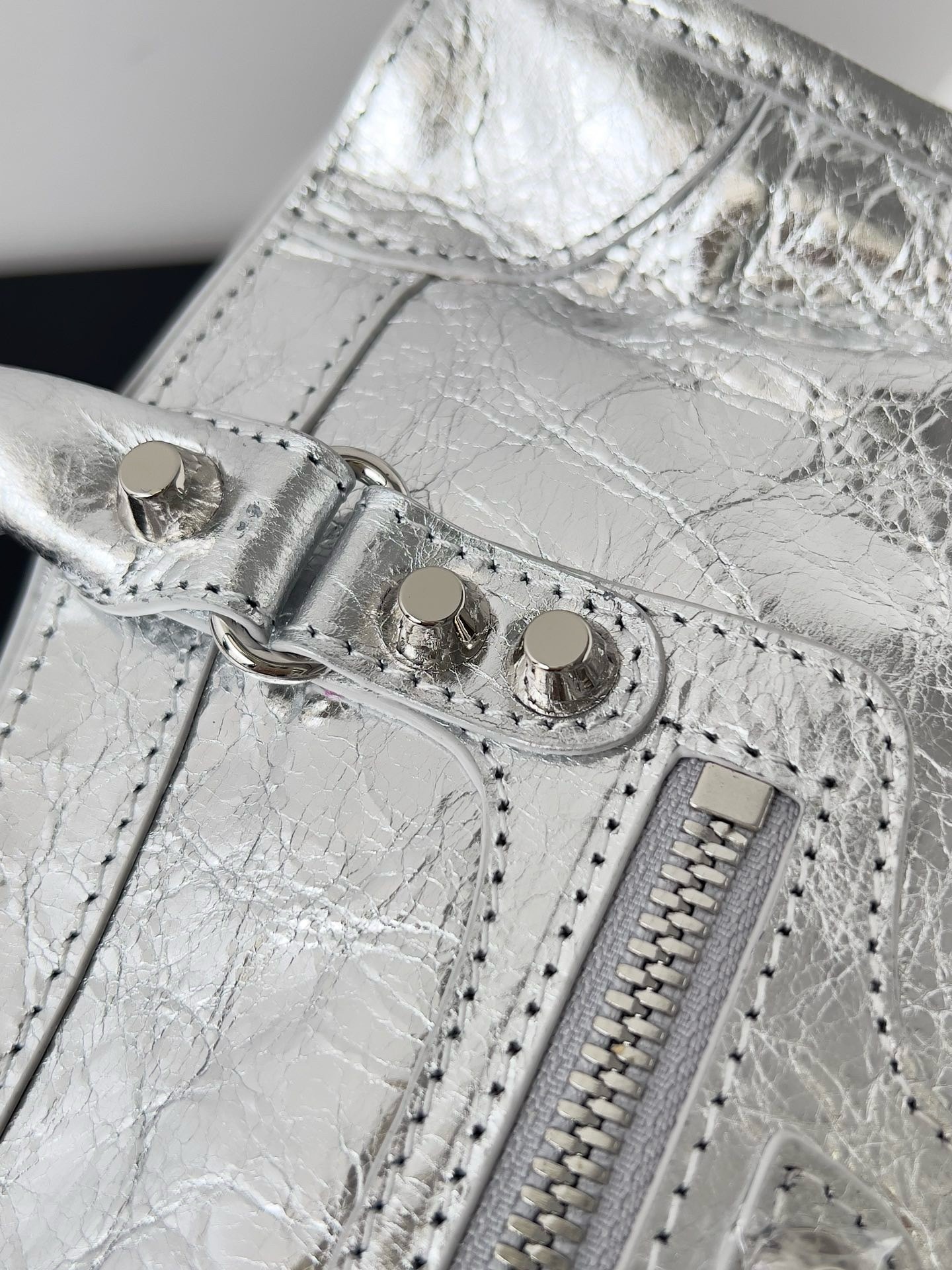 Knockoff Balenciaga Le City Small Bag Silver Metallic Lambskin