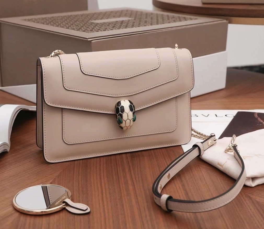 Replica Bvlgari Serpenti Forever Small Cross-body Bag Beige Calfskin
