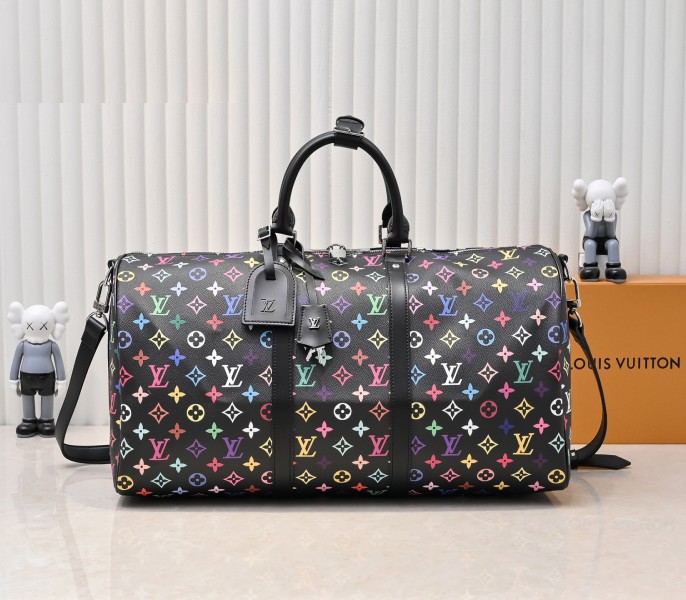LV X TM Multicolored Keepall Bandouliere 50 In Black