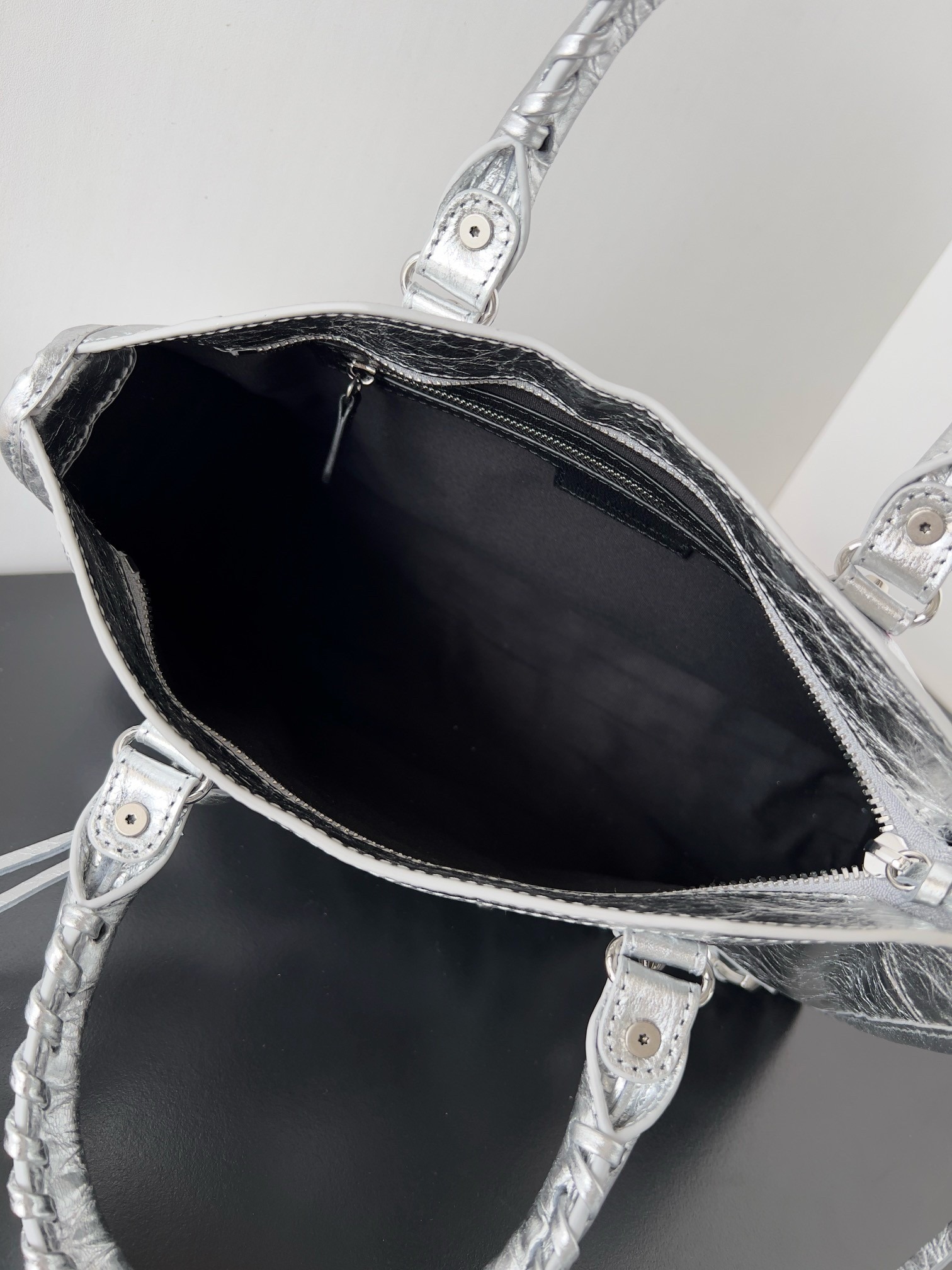 Knockoff Balenciaga Le City Small Bag Silver Metallic Lambskin
