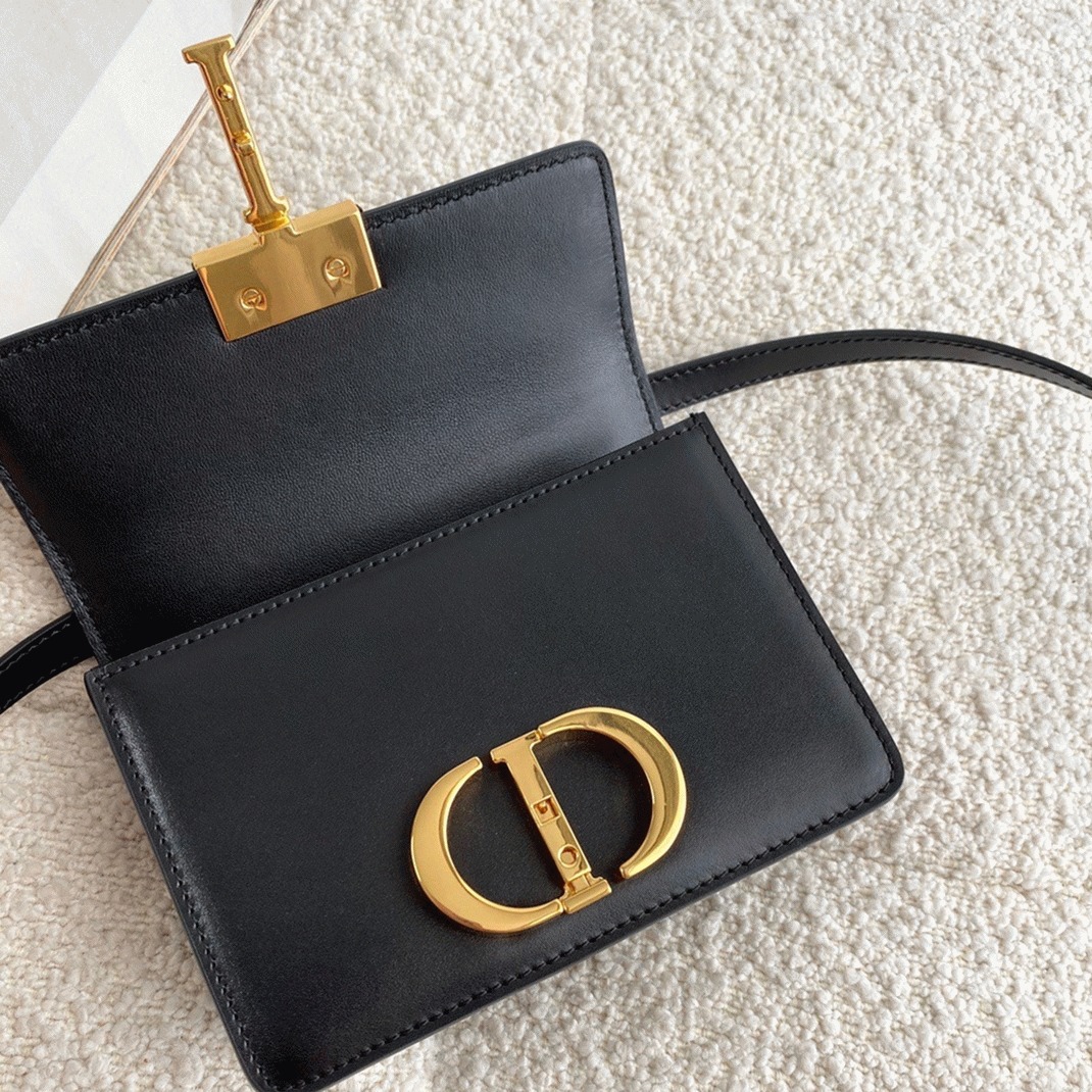 Dior 30 Montaigne Micro Bag Fake in Black Box Calfskin