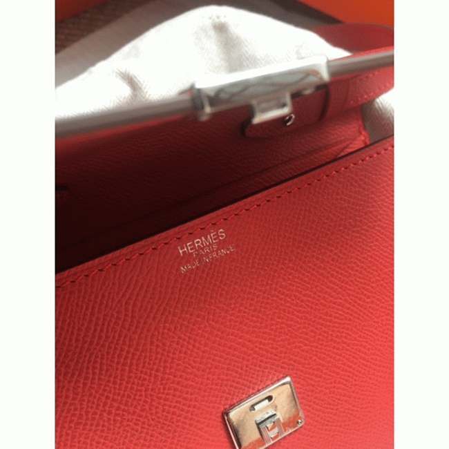 Red luxury replica Hermes Clic wallet with strap
