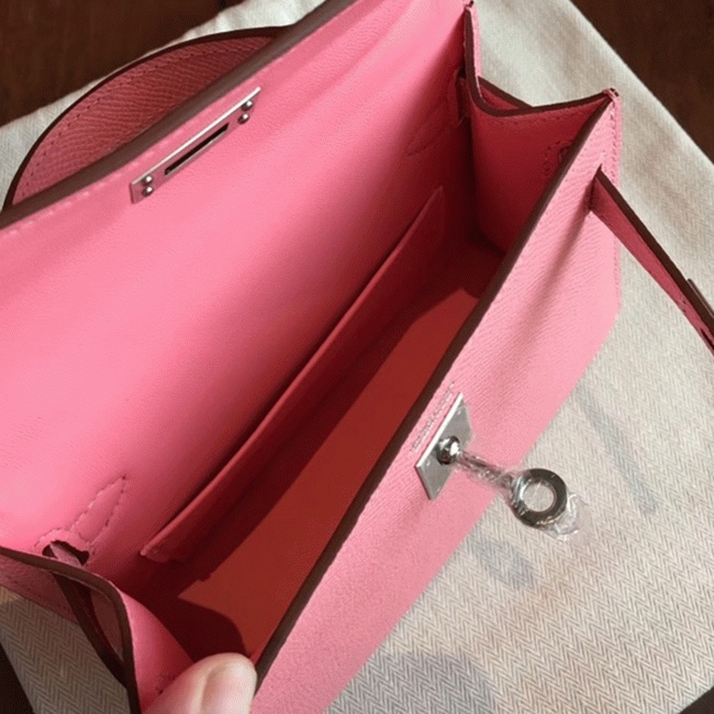 Rose Confetti Epsom Budget Knockoff Hermes Kelly 20cm Purse