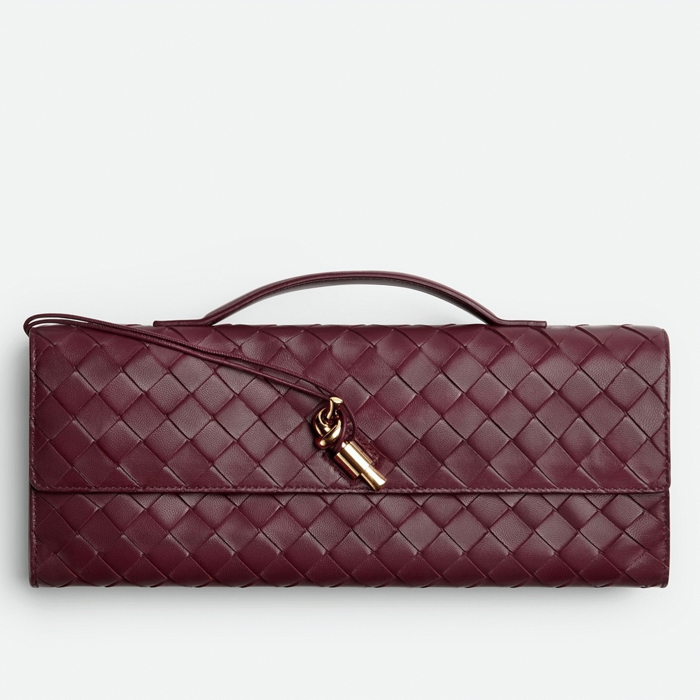 Replica Bottega Veneta Andiamo Clutch with Handle Barolo Intrecciato Lambskin