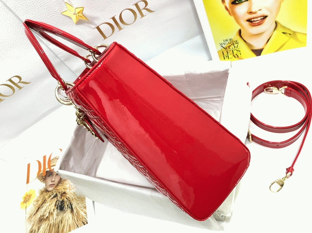 Dior Lady Dior Large Bag Fake in Red