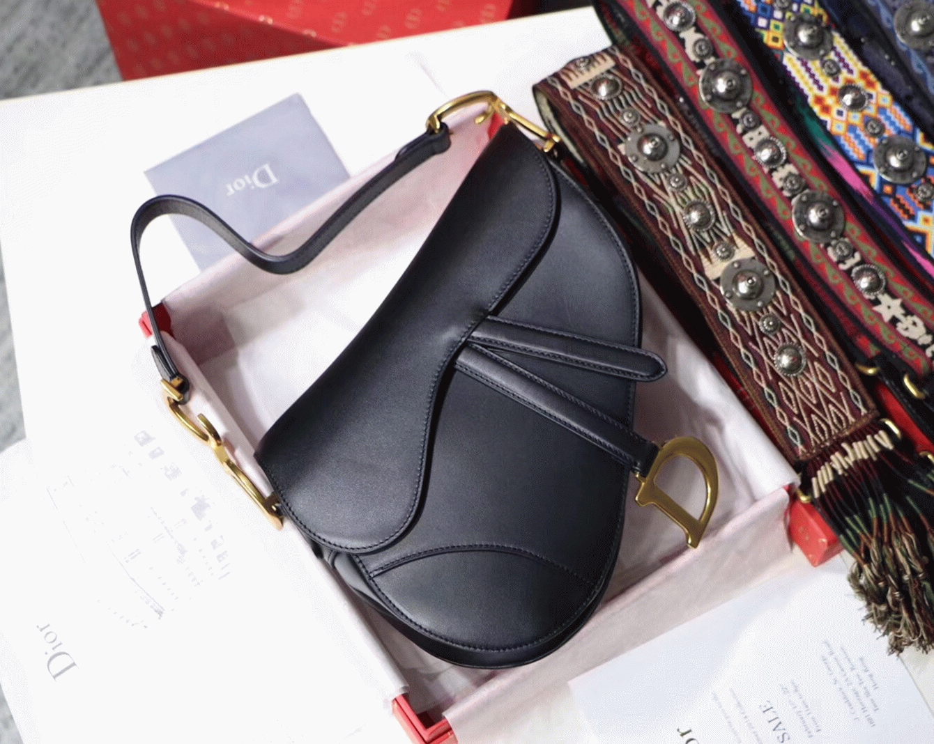 Dior Saddle Bag Fake in Black Smooth Calfskin