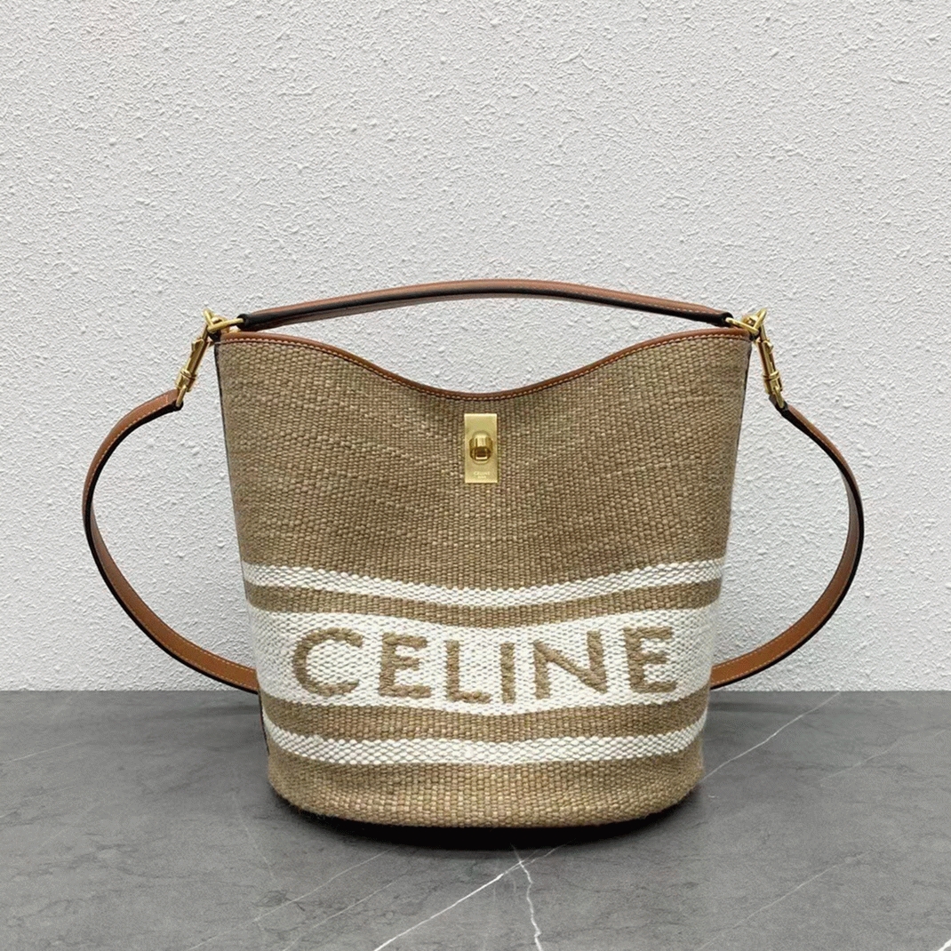 Top Quality Fake Celine Bucket 16 Bag In Textile with Celine Logo