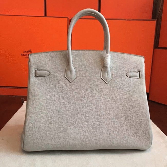 Pearl Grey Faux Luxury Hermes Birkin 35cm Purse
