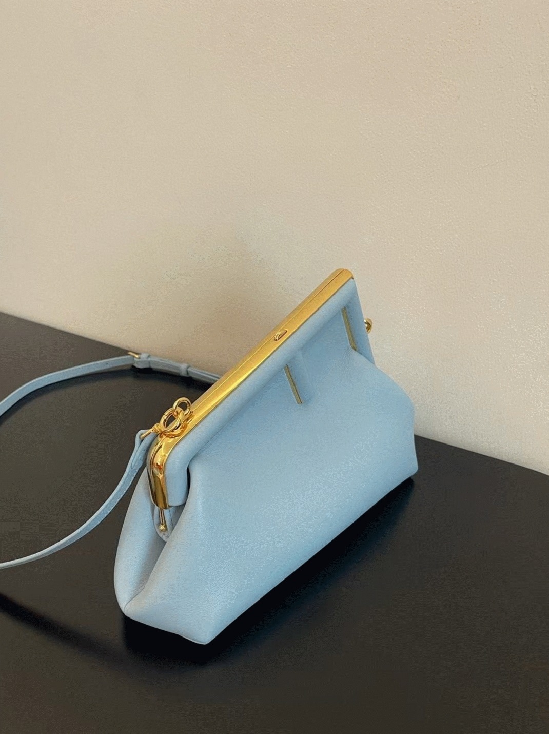 Top Quality Fake Fendi First Medium Bag In Light Blue Nappa Leather