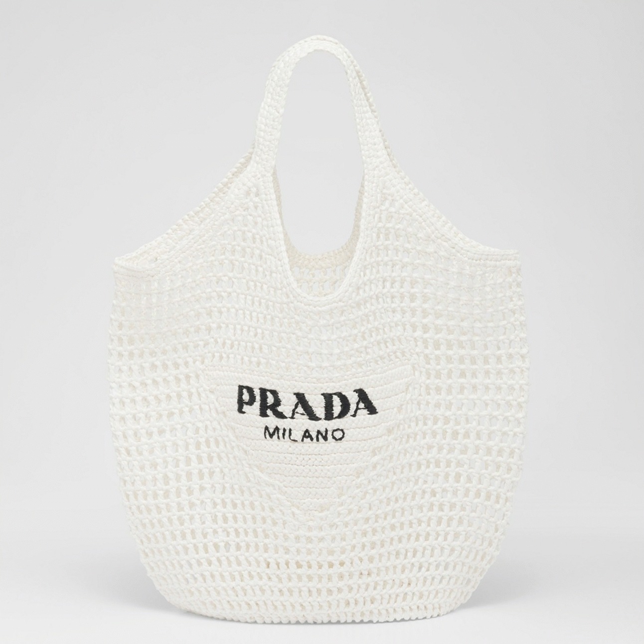 Prada Large Tote Bag Replica in White Woven Raffia