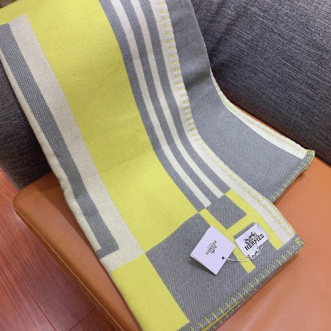 Top replica Hermes Ithaque blanket in tilleul wool and cashmere