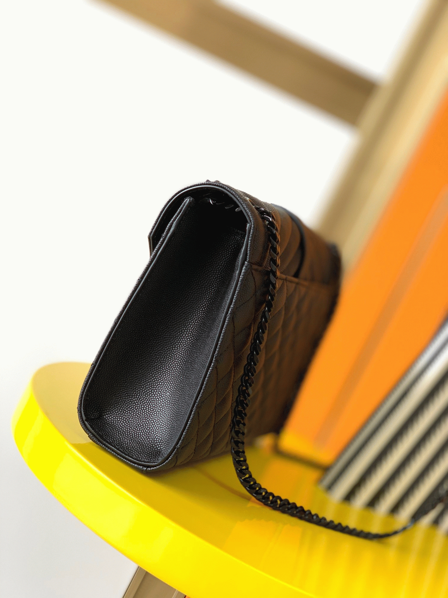 Replica Saint Laurent Envelope Meidum Black Bag with Black Hardware