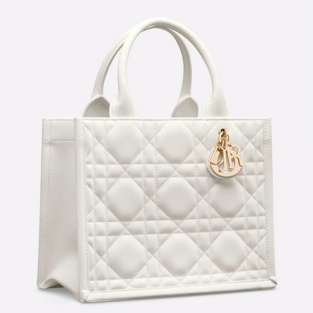 Dior Small Book Tote Bag Knockoff with Strap in White