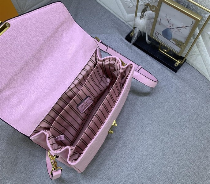 LV Monogram Empreinte Leather Metis In Light Hot Pink