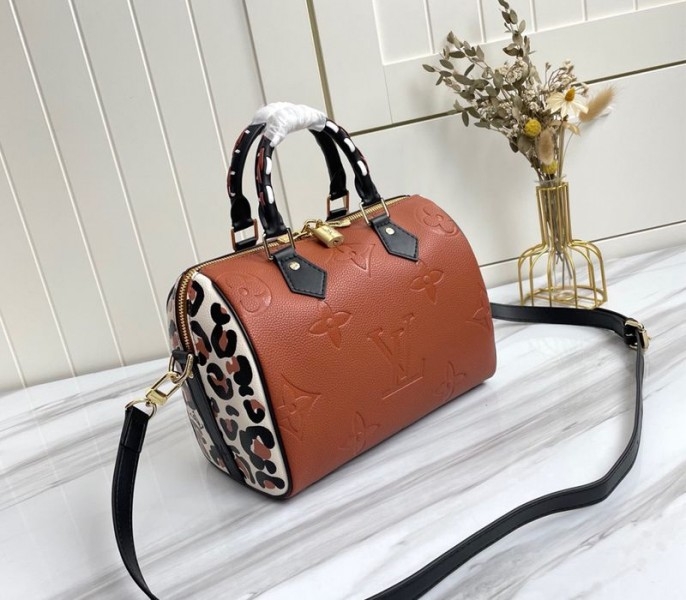 Louis Vuitton Monogram Empreinte Wild At Heart Speedy 25 Bandouliere Handbag In Caramel Brown