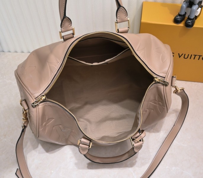 LV Monogram Empreinte Keepall Bandouliere 45 In Tourterelle Gray