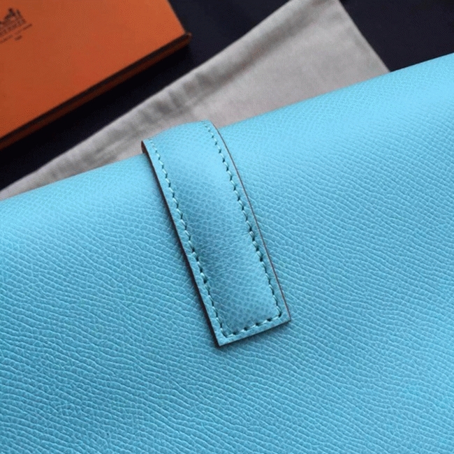 Celeste Epsom Fake Hermes Jige Elan 29 Sleek Clutch Bag