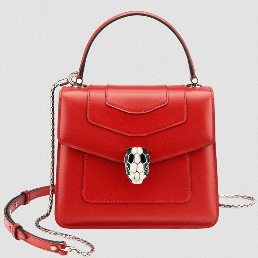 Fake Bvlgari Serpenti Forever Small Bag Red Calfskin