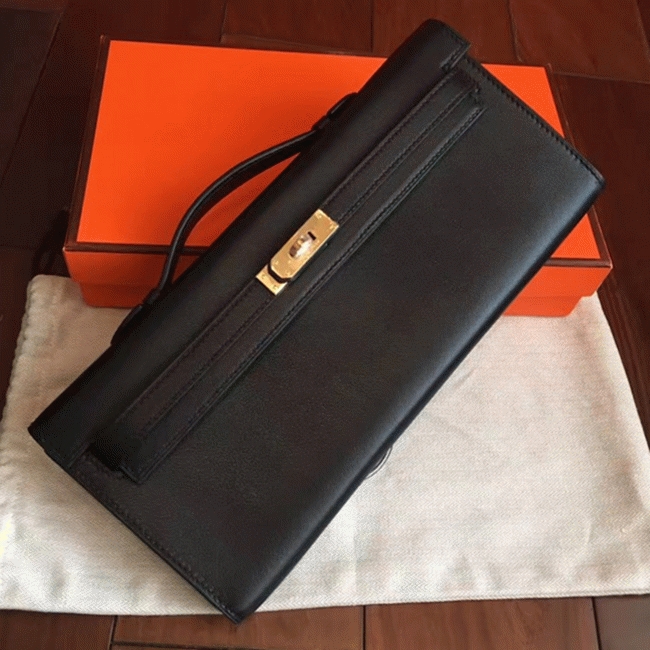 Black Swift Fake Hermes Kelly Cut Clutch Elegant Clutch