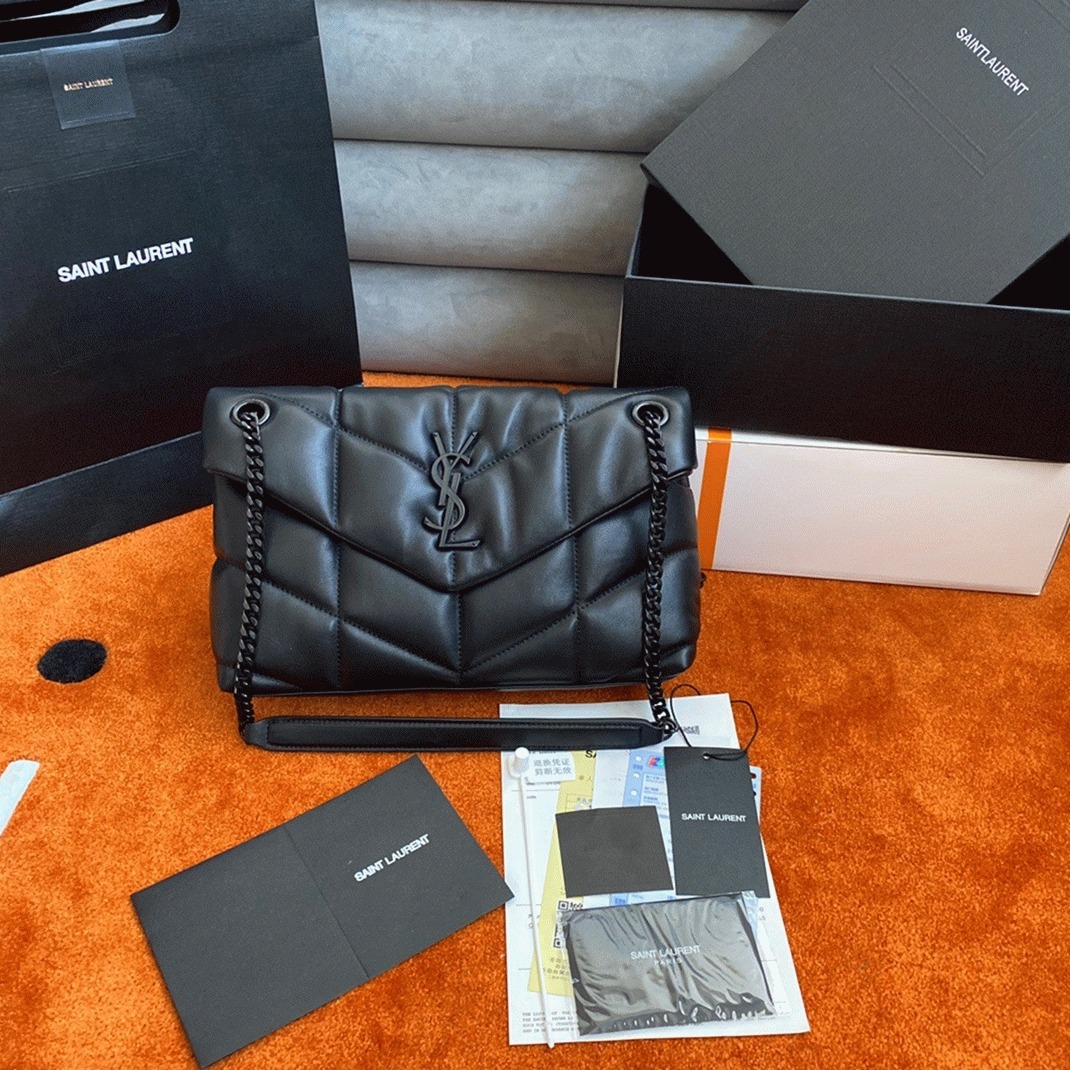 Replica Saint Laurent Puffer Small Chain All Black Bag Quilted Lambskin