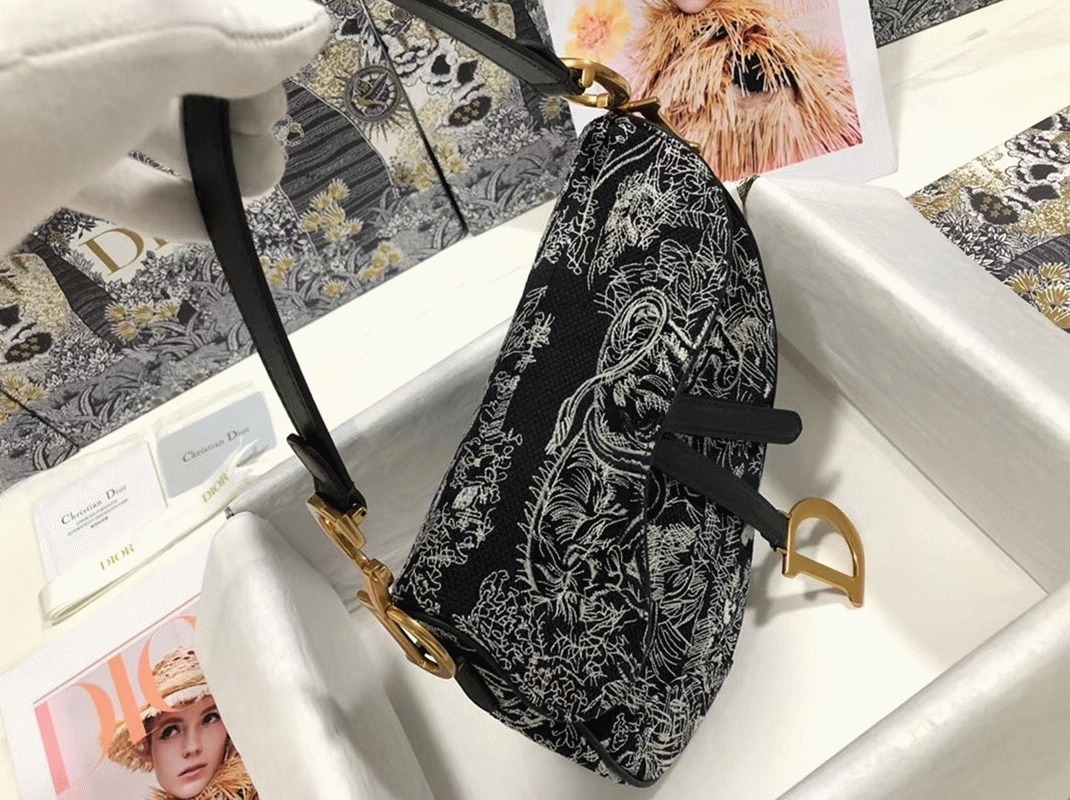 Dior Saddle Bag Knockoff in Blue Toile de Jouy Reverse Jacquard