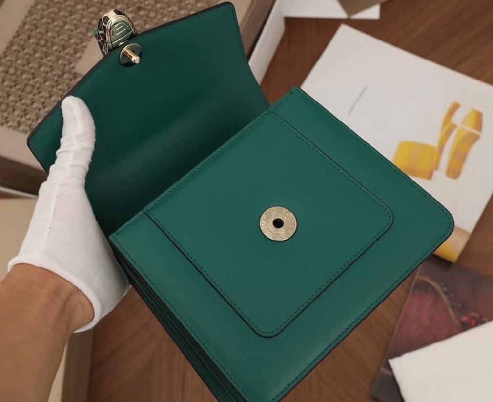 Fake Bvlgari Serpenti Forever Small Bag Green Calfskin