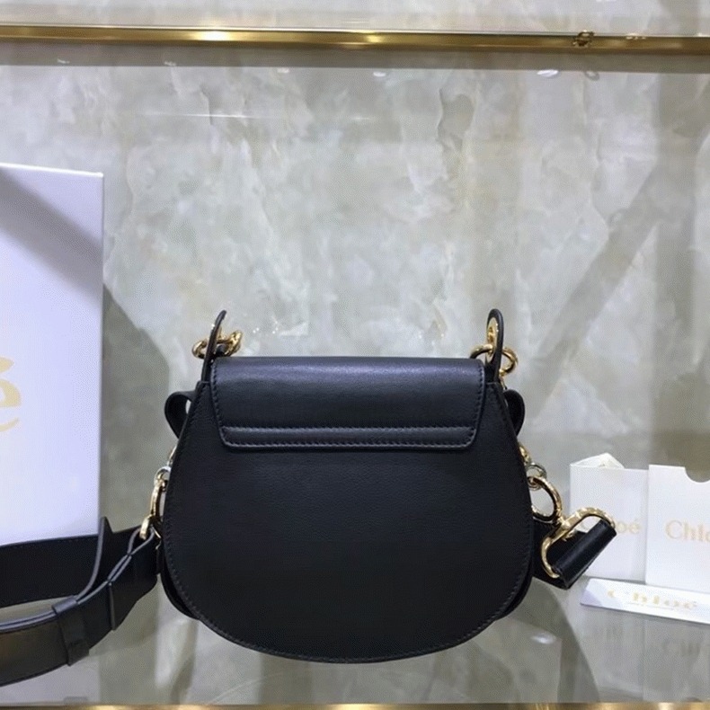 Top Quality Knockoff Chloe Small Tess Shoulder Bag In Black Calfskin