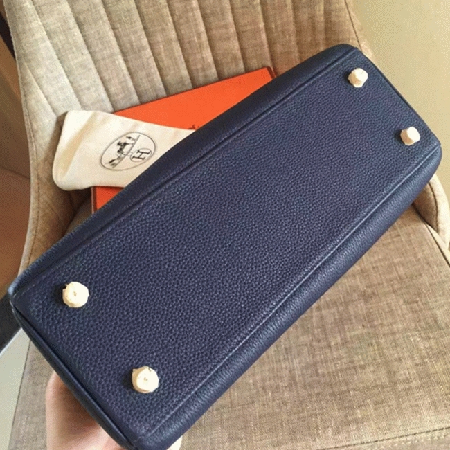 Sapphire Clemence Replica Hermes Kelly Retourne 32cm Deluxe Handbag