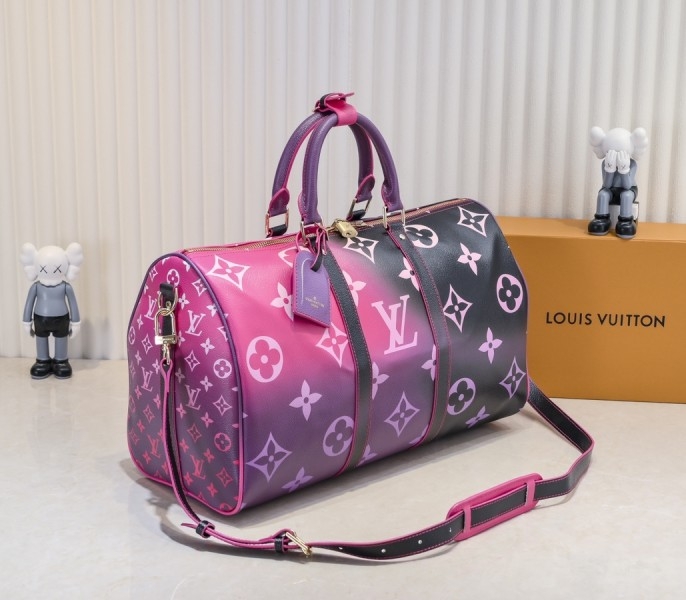 LV Spring 2022 Keepall 45 Travel Bag In Midnight Fuchsia
