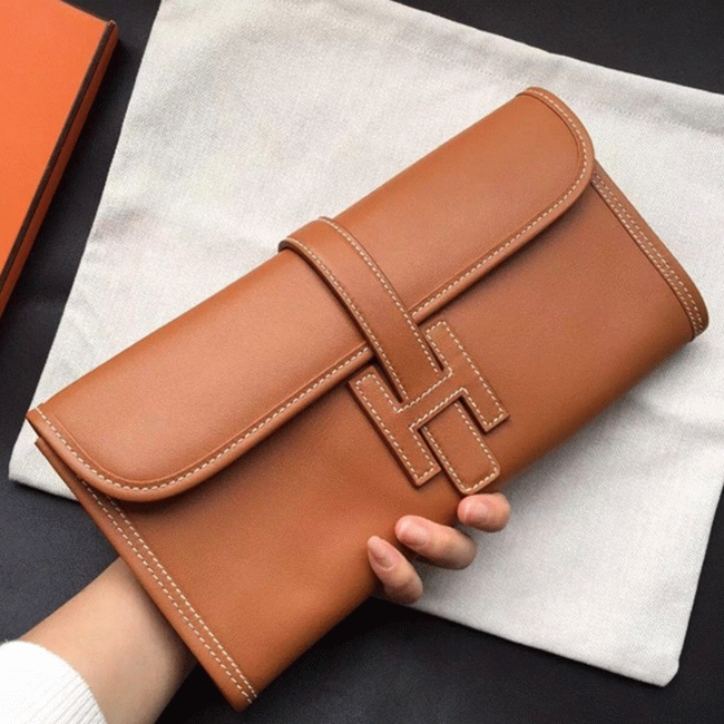 Gold Swift Leather Imitation Hermès Jige Elan 29 Elegant Pochette