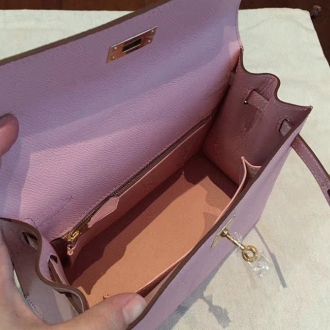 Pink Epsom Replica Hermes Kelly 25cm Feminine Handbag