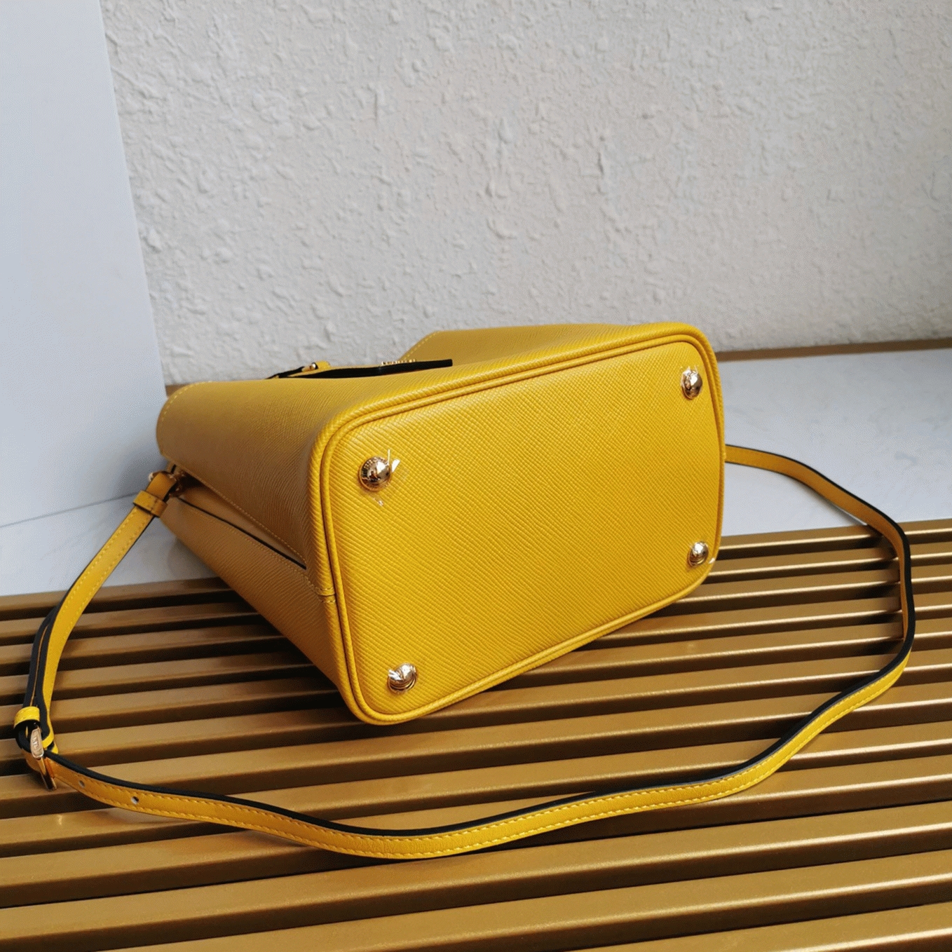 Yellow Prada Medium Panier Bag Fake