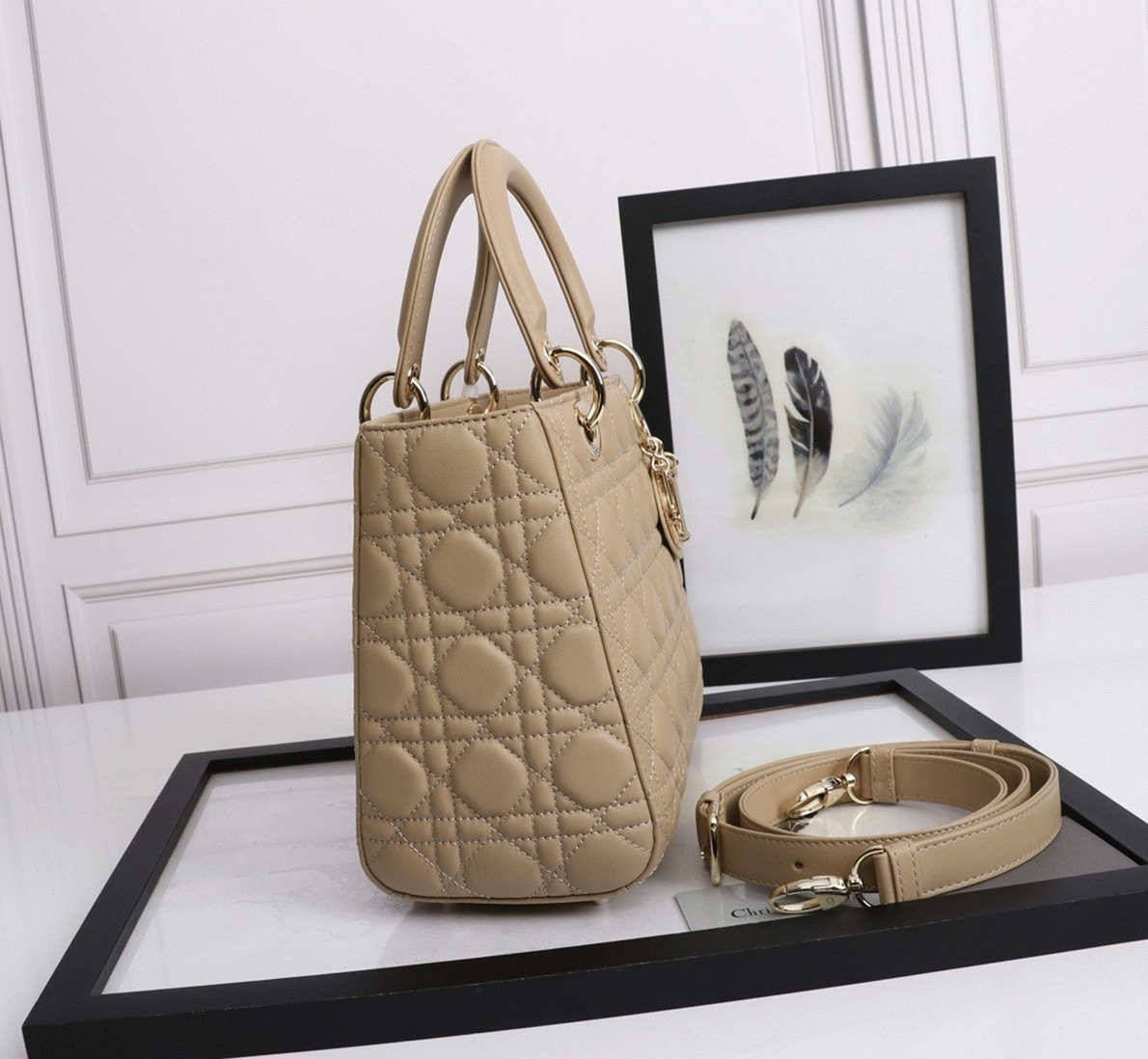 Dior Lady Dior Medium Bag Knockoff in Beige