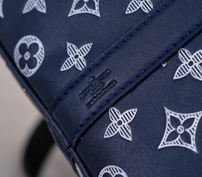 LV Monogram Shadow Keepall Bandouliere 50 In Navy Blue