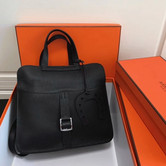 Black Replica Hermes Halzan Multi-Way Handbag